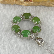 Type A Green Jadeite Cabochon in S925 Sliver Necklace 2.92g 3.9 by 1.5mm 6pcs - Huangs Jadeite and Jewelry Pte Ltd