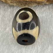 Natural Powerful Tibetan Old Oily Agate 3 Eyes Dzi Bead Heavenly Master (Tian Zhu) 三眼天诛 2.11g 13.4 by 10.1mm - Huangs Jadeite and Jewelry Pte Ltd