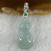 Natural Type A Semi Icy Lavender Jadeite Calabash Hulu Pendant in Stainless Steel Clasp 3.29g 26.8 by 13.9 by 5.7mm - Huangs Jadeite and Jewelry Pte Ltd