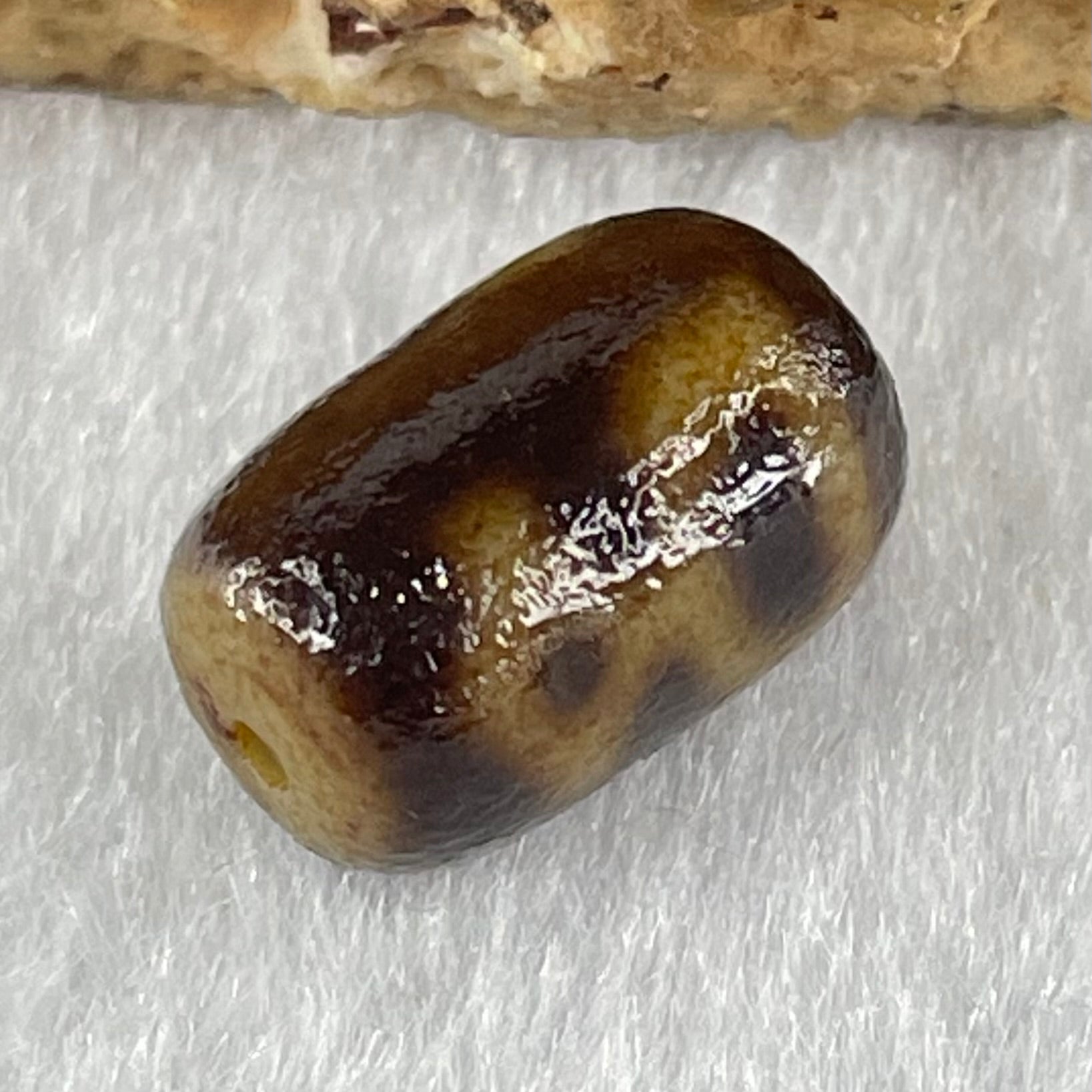 Natural Powerful Tibetan Old Oily Agate Double Cai Shen God of Fortune Dzi Bead Heavenly Master (Tian Zhu) 双财神爷天珠 1.59g 12.9 by 8.5mm - Huangs Jadeite and Jewelry Pte Ltd