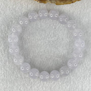 Type A Semi Icy Light Lavender Jadeite Bead Bracelet 32.70g 16cm 10.0mm 19 Beads - Huangs Jadeite and Jewelry Pte Ltd