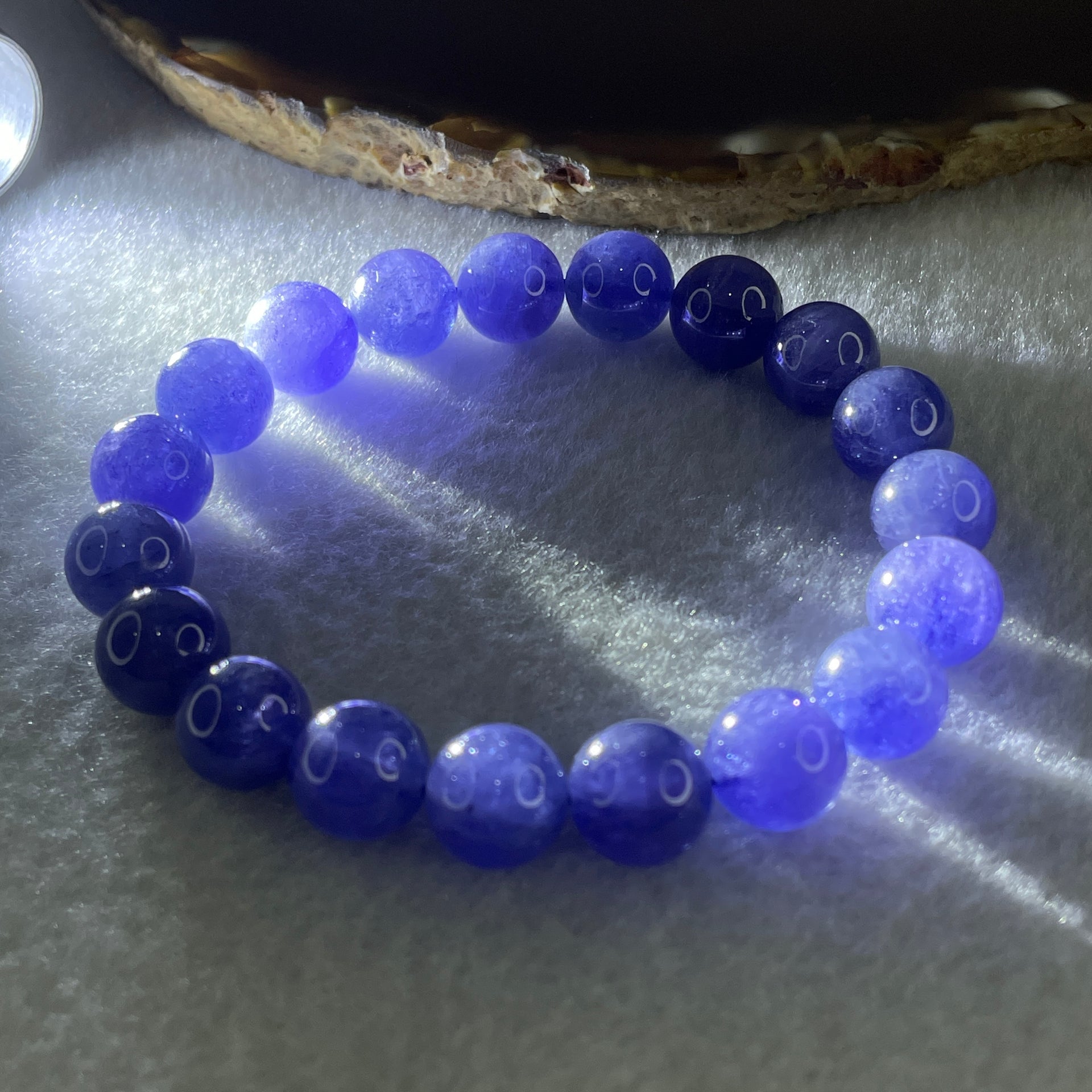 Certified Good Grade Natural Blue Tanzanite Beads Bracelet 40.31g 16.5cm 10.8mm 19Beads - Huangs Jadeite and Jewelry Pte Ltd