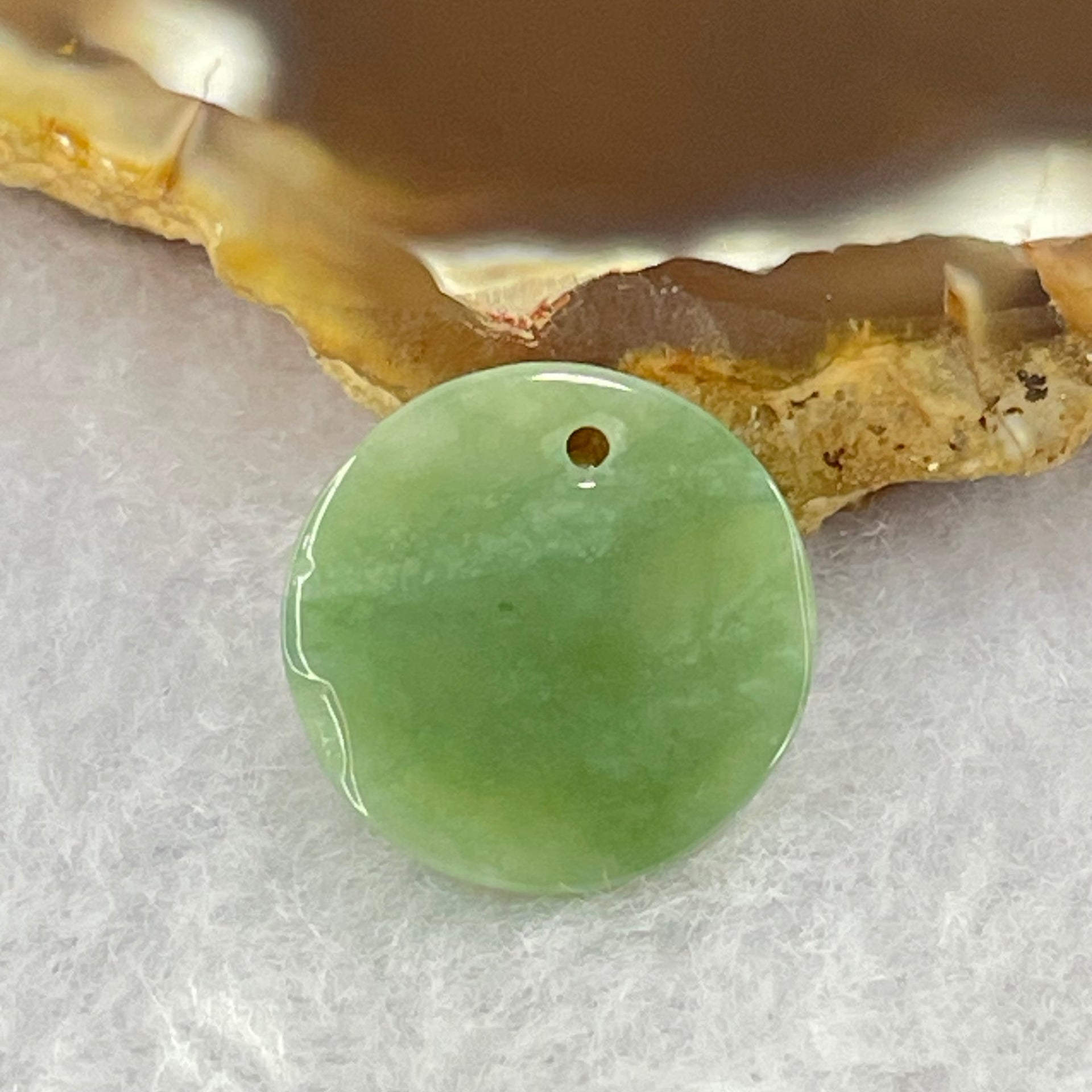 Type A Blueish Green Jadeite Mini Round Wu Shi Pai Pendant 1.44g 15.4 by 2.5mm - Huangs Jadeite and Jewelry Pte Ltd