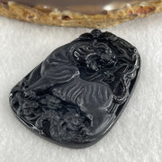 Type A Opaque to Partial Translucent Black Omphacite Jadeite Tiger Pendant 24.24g 56.8 by 40.5 by 7.5mm - Huangs Jadeite and Jewelry Pte Ltd