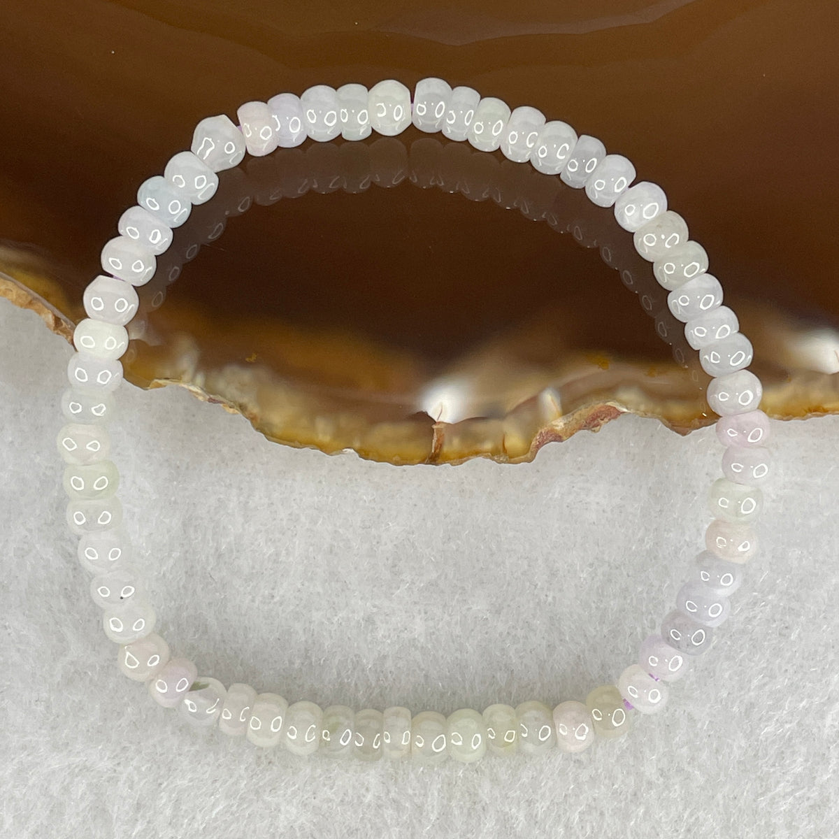 Natural Type A Lavender Jadeite Donut Beads Bracelet | 15cm with 58 Beads 4.5mm (7.00g | Crown & Heart Chakra Harmony, Noble Serenity & Protection Shield)
