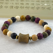 Natural Muti Color Treasures Beads with Wooden Lulutong Charm Bracelet 6.32g 15.5cm 8.4mm 21 Beads - Huangs Jadeite and Jewelry Pte Ltd