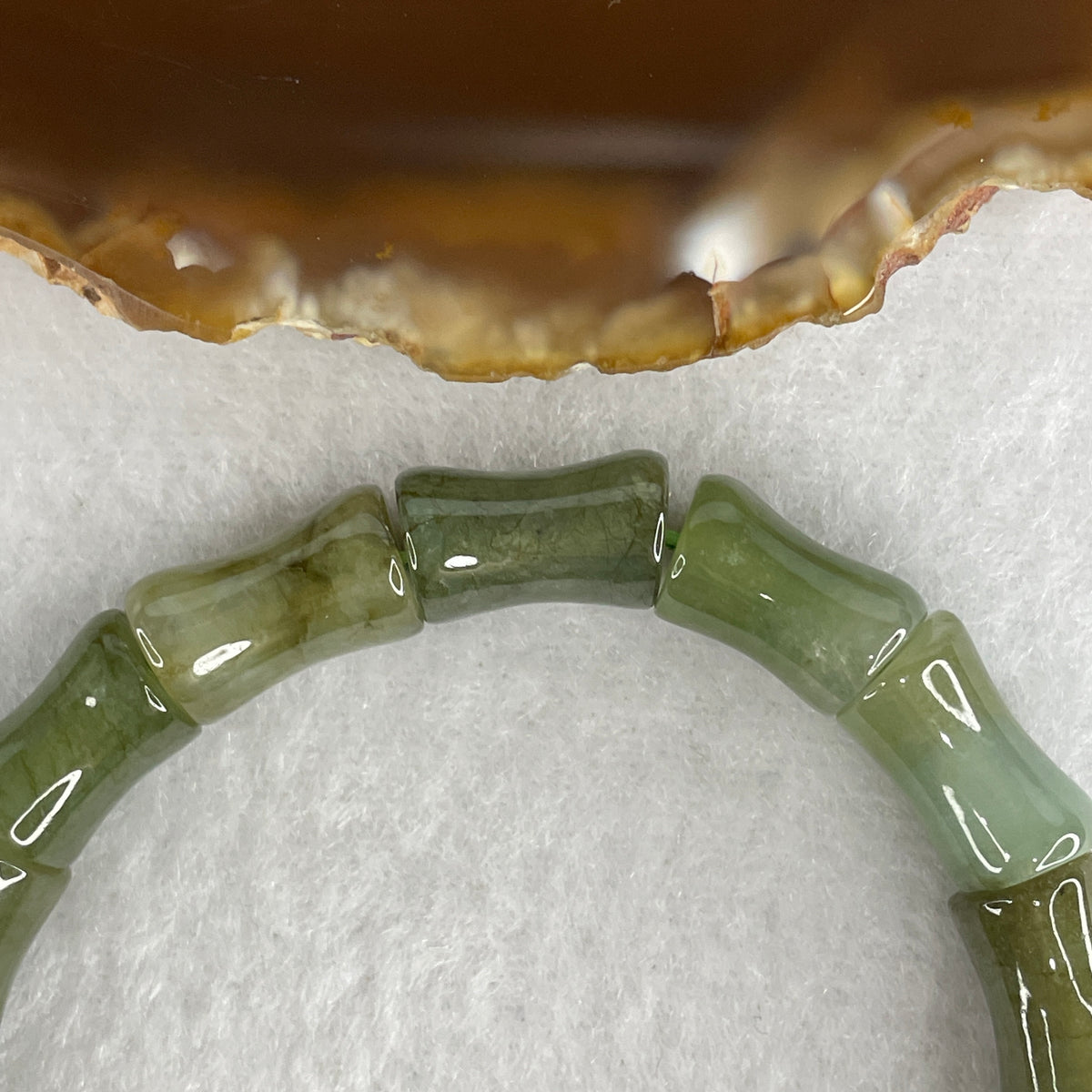 Natural Type A Yellowish Green Jadeite Bamboo Beads Bracelet | 16cm Strand 15 Pcs 10.1mm Bamboo Cylinders (35.54g | Career Advancement, Resilience & Solar-Heart Synergy)