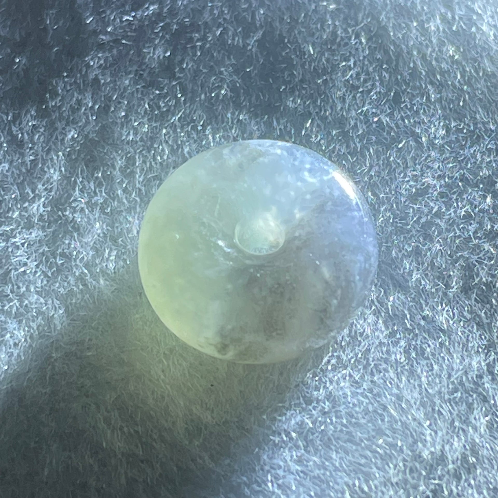 Type A Semi Icy Light Green With Wuji Grey Piao Hua Jadeite Ping An Kou Charm/Pendant 2.50g 13.9 by 6.1mm - Huangs Jadeite and Jewelry Pte Ltd