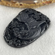 Type A Opaque to Partial Translucent Black Omphacite Jadeite Tiger Pendant 24.24g 56.8 by 40.5 by 7.5mm - Huangs Jadeite and Jewelry Pte Ltd