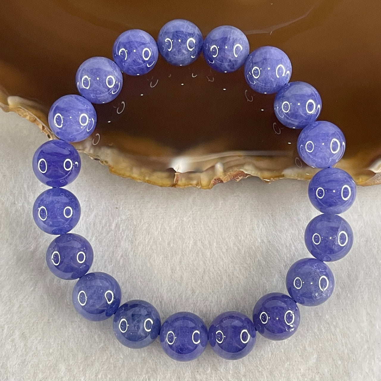 Good Grade Natural Blue Tanzanite Beads Bracelet 39.53g 16.5cm 10.8mm 19 Beads - Huangs Jadeite and Jewelry Pte Ltd