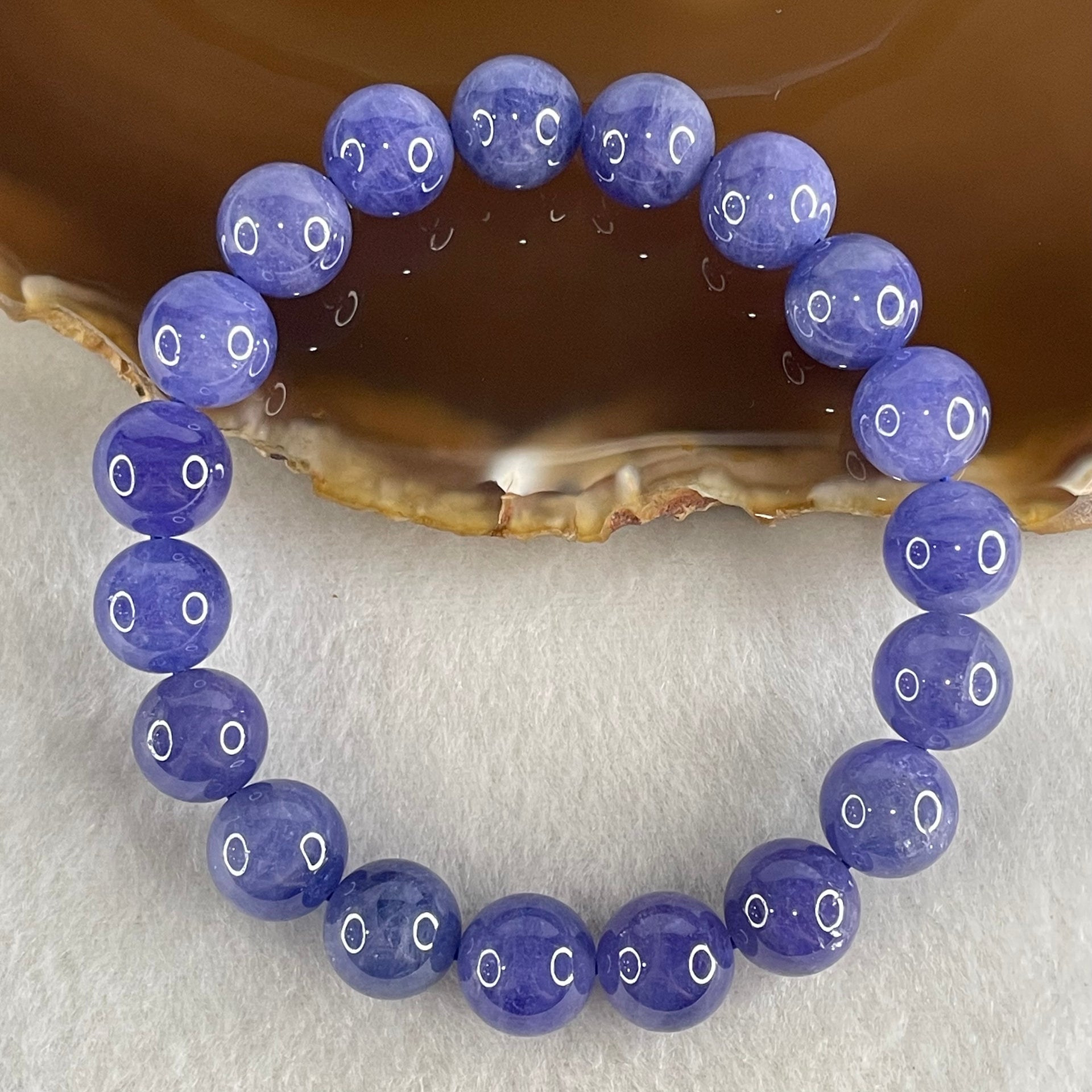 Good Grade Natural Blue Tanzanite Beads Bracelet 39.53g 16.5cm 10.8mm 19 Beads - Huangs Jadeite and Jewelry Pte Ltd