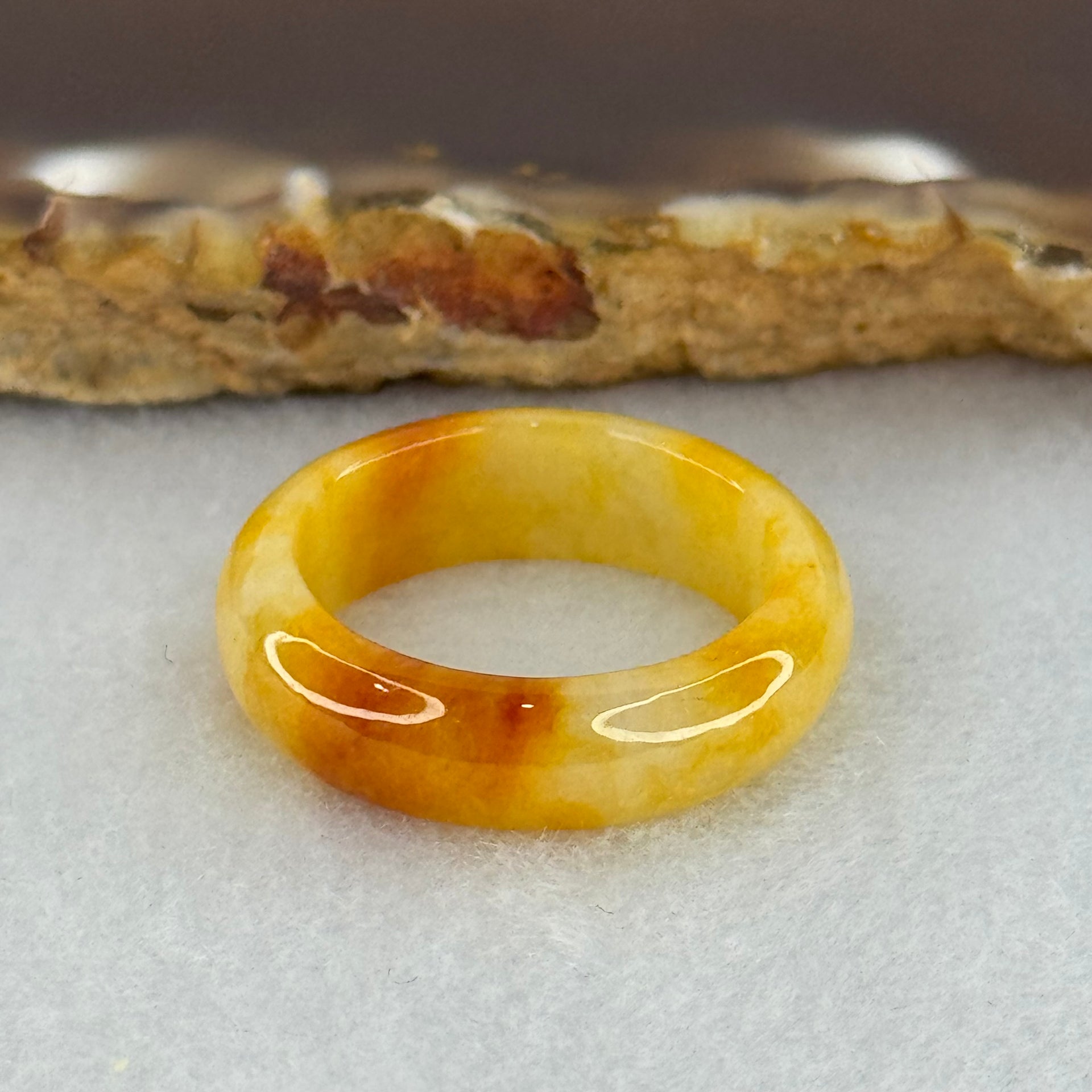 Type A Yellow Red Jadeite Ring 3.45g 6.3 by 3.3mm US 7.3 HK 16.2 (Burned with Very Slight Internal Lines) - Huangs Jadeite and Jewelry Pte Ltd