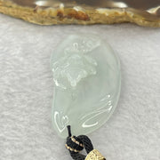 Type A Semi Icy Light Green Jadeite Benefactor on Lotus Flower Pendent 16.22g 52.1 by 26.5 by 7.9mm - Huangs Jadeite and Jewelry Pte Ltd
