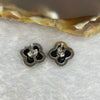Type A Translucent Black Jadeite Clover Earrings in 925 Silver 1.73g 10.9 by 1.6mm (Silver Color) - Huangs Jadeite and Jewelry Pte Ltd