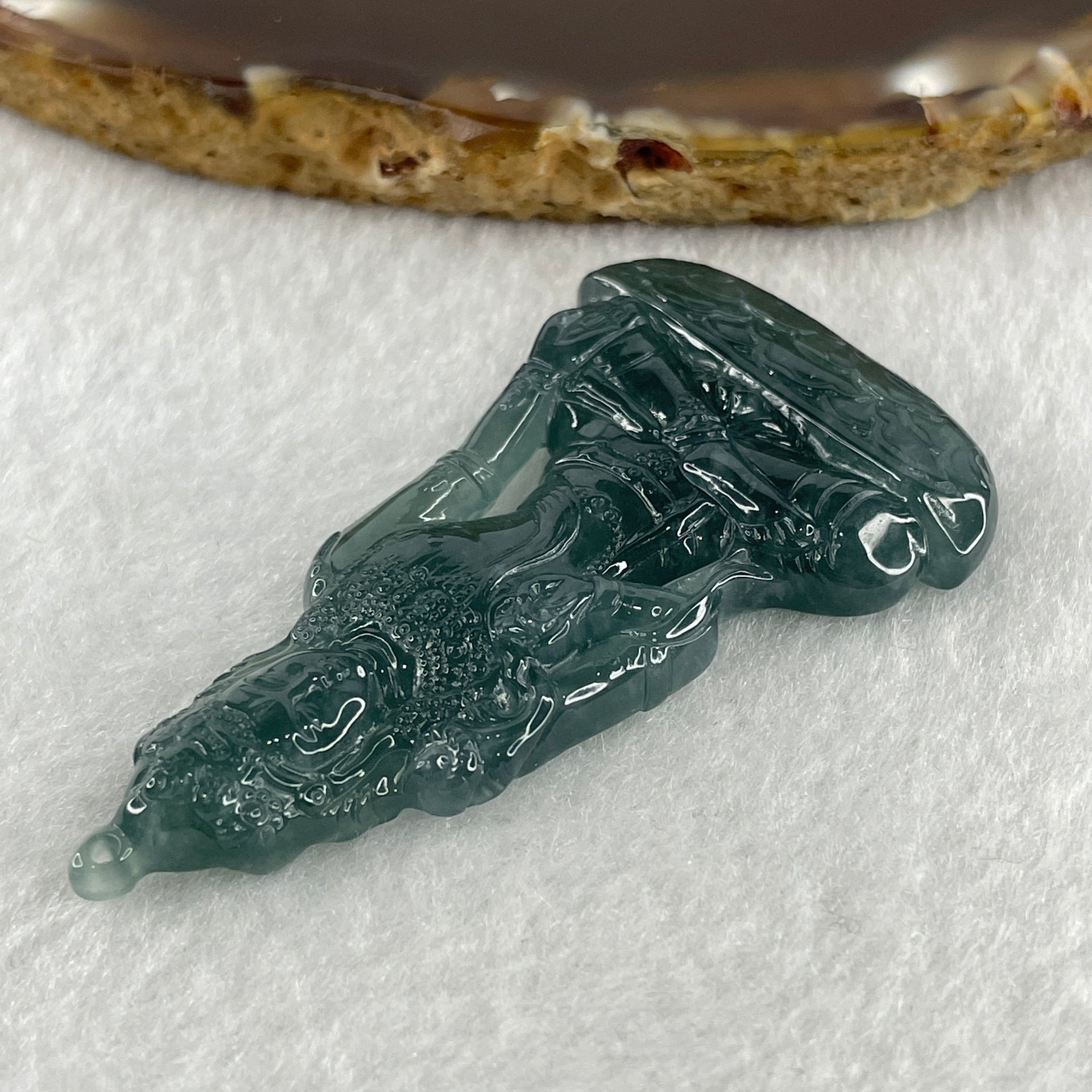 Natural Type A Semi Icy Blueish Green Jadeite Tara Guanyin Pendant 16.9g 56.7 by 32.4 by 6.5mm - Huangs Jadeite and Jewelry Pte Ltd