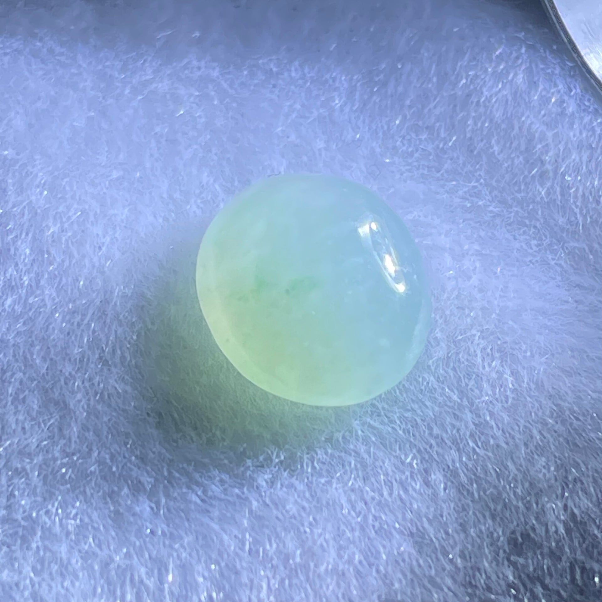 Type A Semi Icy Light Green Jadeite Cabouchon Stone For Setting 1.31g 12.8 by 10.8 by 5.5mm - Huangs Jadeite and Jewelry Pte Ltd