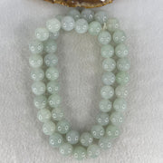Type A Light Lavender Green Jadeite Beads Necklace 160.48g 56cm 12.6mm 48 Beads - Huangs Jadeite and Jewelry Pte Ltd
