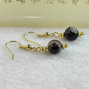 Natural 2 Eye Agate Dzi Bead Earrings Pair 2.30g 8.1mm - Huangs Jadeite and Jewelry Pte Ltd