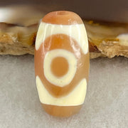 Natural Powerful Tibetan Old Oily Agate 3 Eyes Dzi Bead Heavenly Master (Tian Zhu) 三眼天诛 2.90g 19.5 by 10.2mm - Huangs Jadeite and Jewelry Pte Ltd