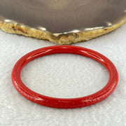 Natural Red Cinnabar Bangle with Inscription Inner Diameter 59.8mm 17.39g 6.3 by 6.3mm - Huangs Jadeite and Jewelry Pte Ltd