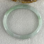 Certified Type A Light Green with Green Patches Jadeite Oval Bangle Internal Diameter 54.3mm 20.69g 7.5 by 6.4mm ( Very Slight Internal Lines ) - Huangs Jadeite and Jewelry Pte Ltd