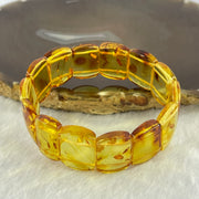 Natural Yellow Flower Amber Shou Pai Bracelet 天然花珀手牌手链 15.96g 16cm 19.8 by 14.4 by 5.1mm 14pcs - Huangs Jadeite and Jewelry Pte Ltd