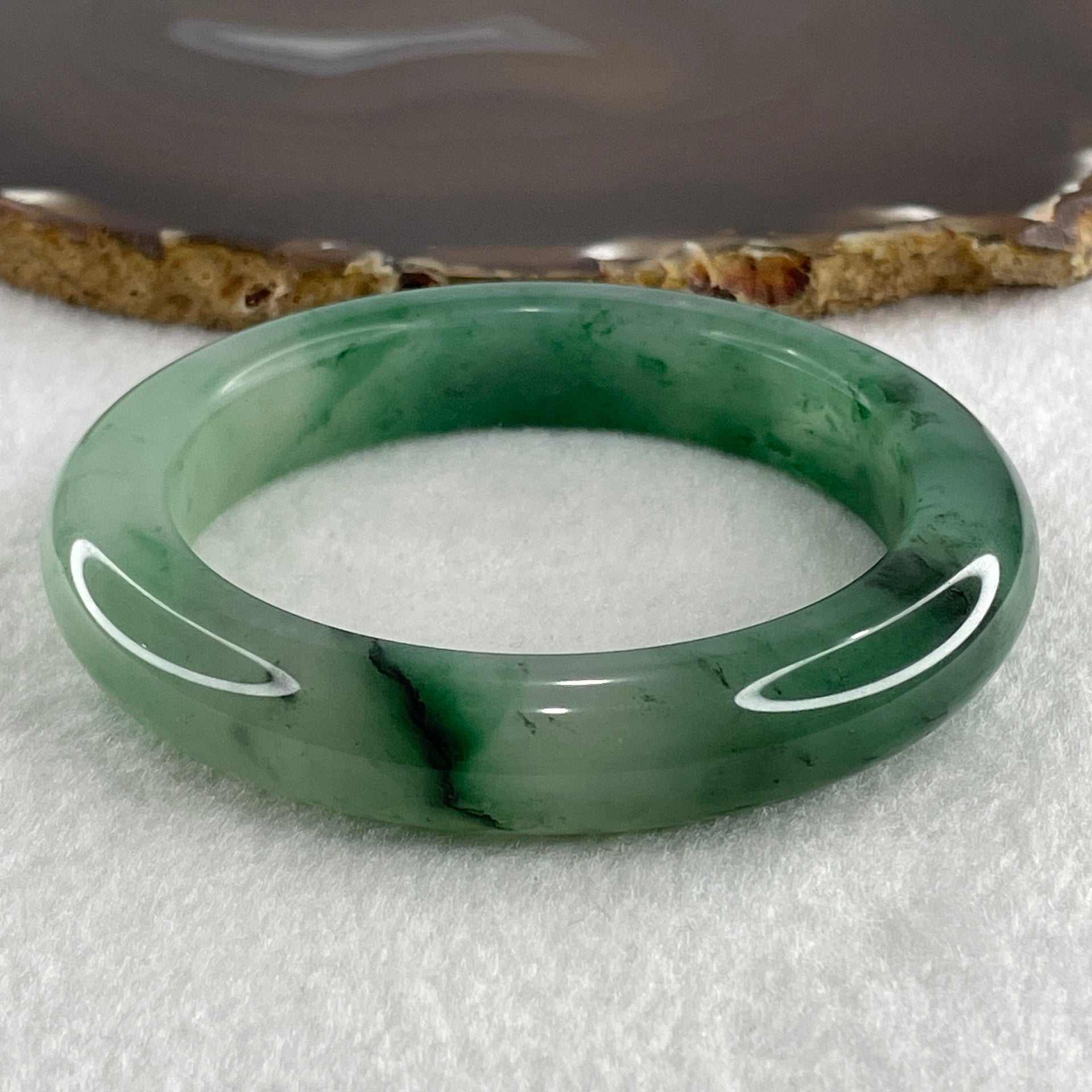 Natural Icy Green Flora Agate Bangle 69.36g Internal Diameter 59.4mm 13.2 by 11.3mm (Perfect) - Huangs Jadeite and Jewelry Pte Ltd