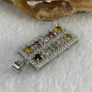 Natural Tourmaline Crystal in S925 Sliver Abacus Pendant 2.34g 3.2 by 2.0mm 10Beads - Huangs Jadeite and Jewelry Pte Ltd