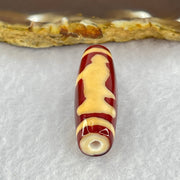 Natural Powerful Tibetan Old Oily Red and Yellowish White Agate Guan Yin Dzi Bead Heavenly Master (Tian Zhu) 观音天诛 8.83g 38.7 by 12.2mm - Huangs Jadeite and Jewelry Pte Ltd