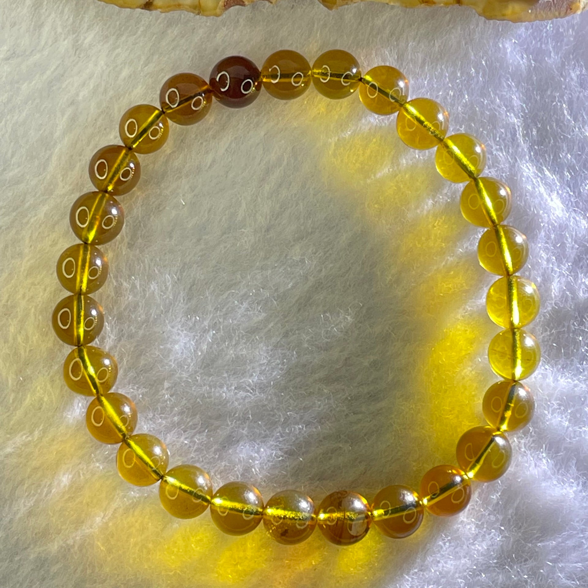 Natural Purple Honey Amber Beads Bracelet 天然紫蜜琥珀手链 3.41g 14cm 6.3mm 27 Beads - Huangs Jadeite and Jewelry Pte Ltd