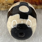 Natural Powerful Tibetan Old Oily Dark Brown With White Agate 3 Eyes Dzi Bead Heavenly Master (Tian Zhu) 三眼天诛 4.51g 17.5 by 13.0mm - Huangs Jadeite and Jewelry Pte Ltd