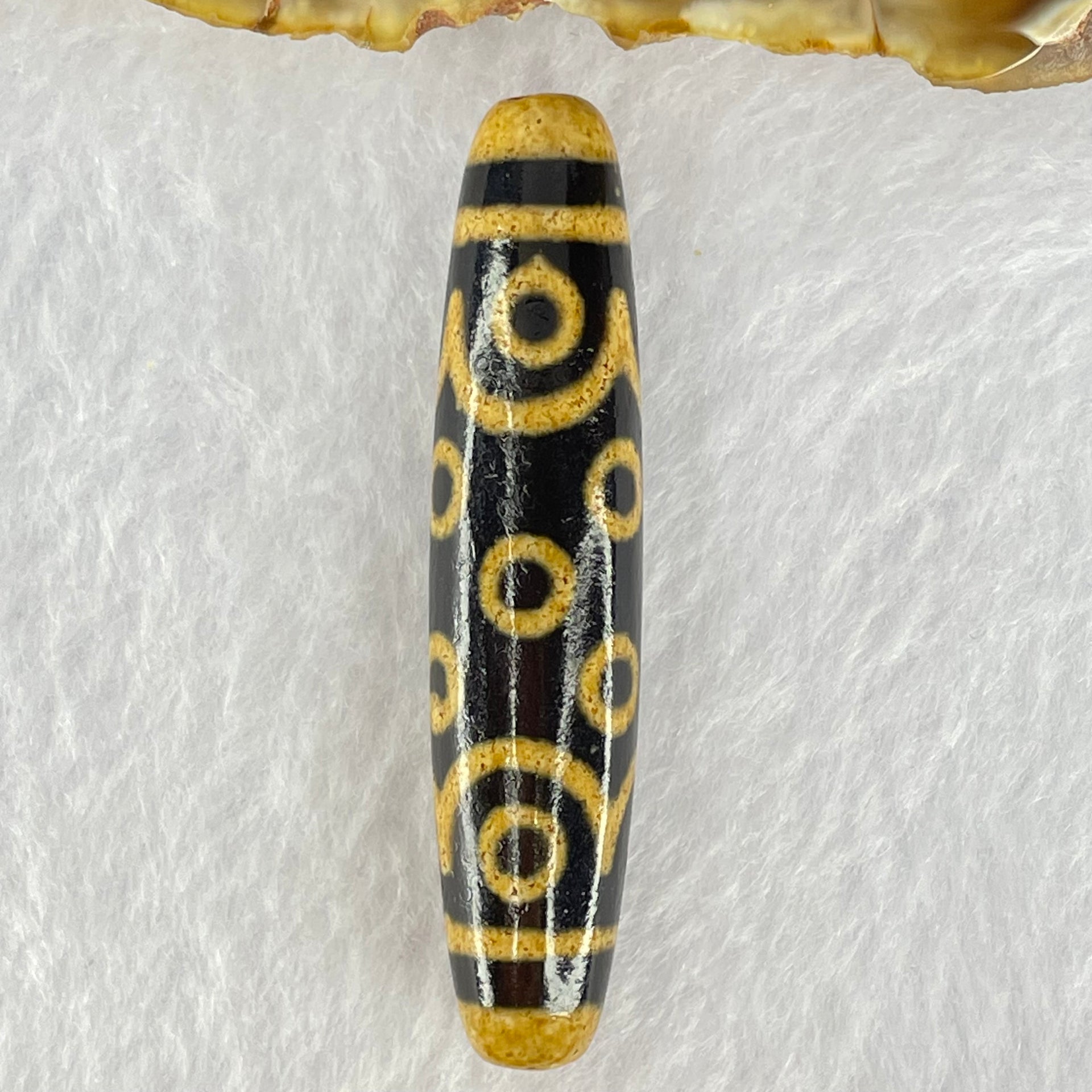 Natural Powerful Tibetan Old Oily Dark and Light Brown Agate 15 Eyes Dzi Bead Heavenly Master (Tian Zhu) 十五眼天诛 15.03g 59.9 by 13.4mm - Huangs Jadeite and Jewelry Pte Ltd
