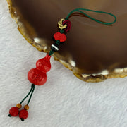Natural Red Cinnabar Hulu Handphone Charm 11.60g 24.6 by 15.8mm - Huangs Jadeite and Jewelry Pte Ltd