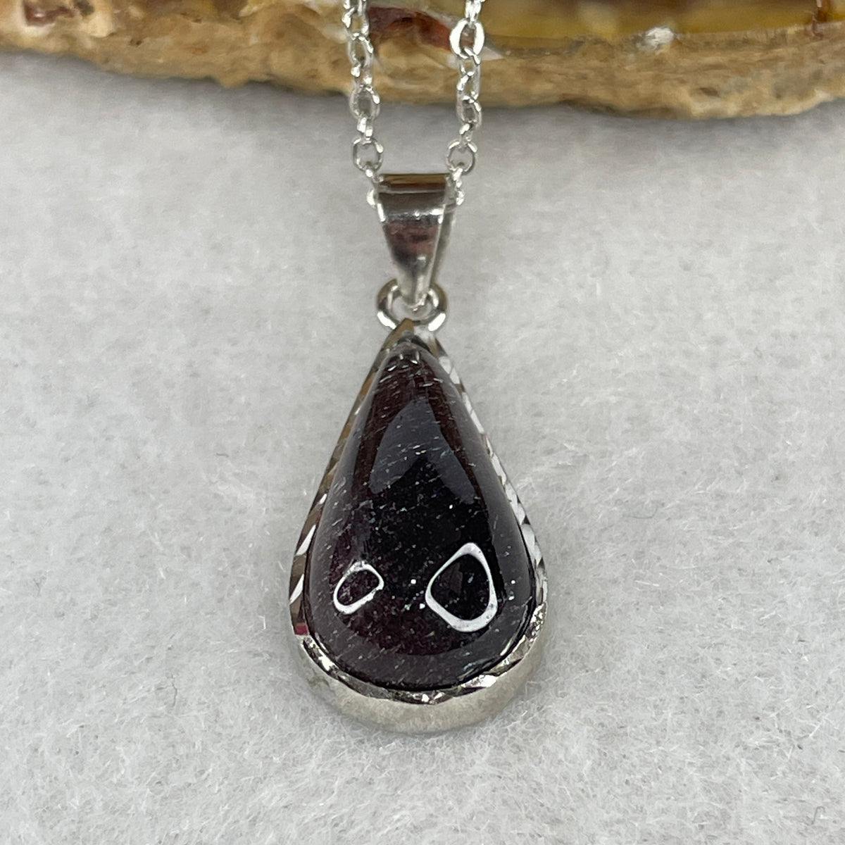 Collectors Grade Natural Fireworks Super 7 Crystal Teardrop Pendant | S925 Sterling Silver Clasp Necklace (3.42g | 38–42cm Adjustable Length | 16.6 × 8.8 × 6.3mm)