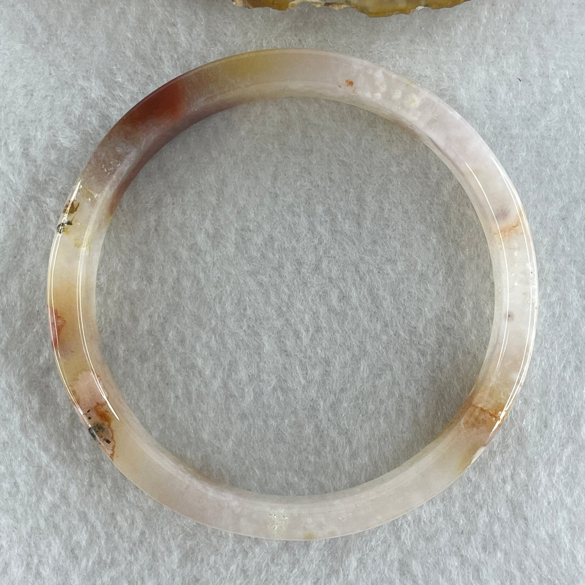 Natural Pink Flower Agate Set Bangle 104.16g Inner Diameter 56.0mm 10.8 by 5.2mm (Very Very Slight External Rough) - Huangs Jadeite and Jewelry Pte Ltd