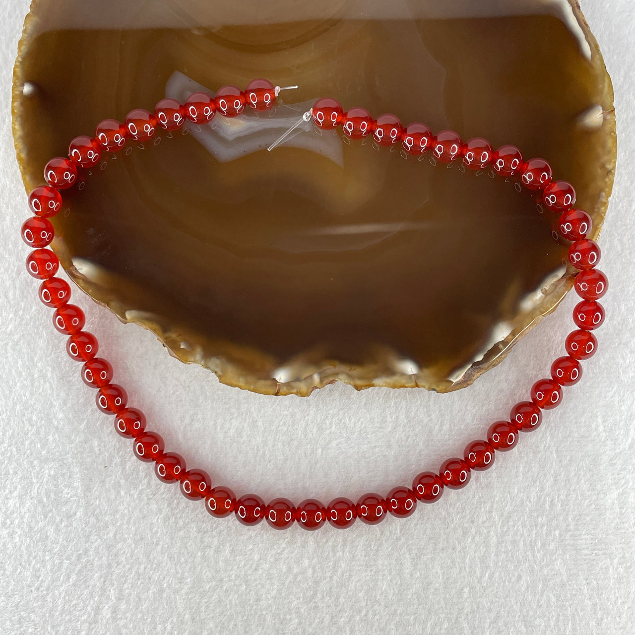 Certified Natural Red Agate Chalcedony Beads Loose Beads for Bracelet 34.48g 38cm 8.2mm 48 Beads