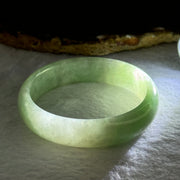 Type A Green Jadeite Oval Bangle 36.75g Internal Diameter 50.2mm 13.4 by 7.2mm (Internal Lines) - Huangs Jadeite and Jewelry Pte Ltd