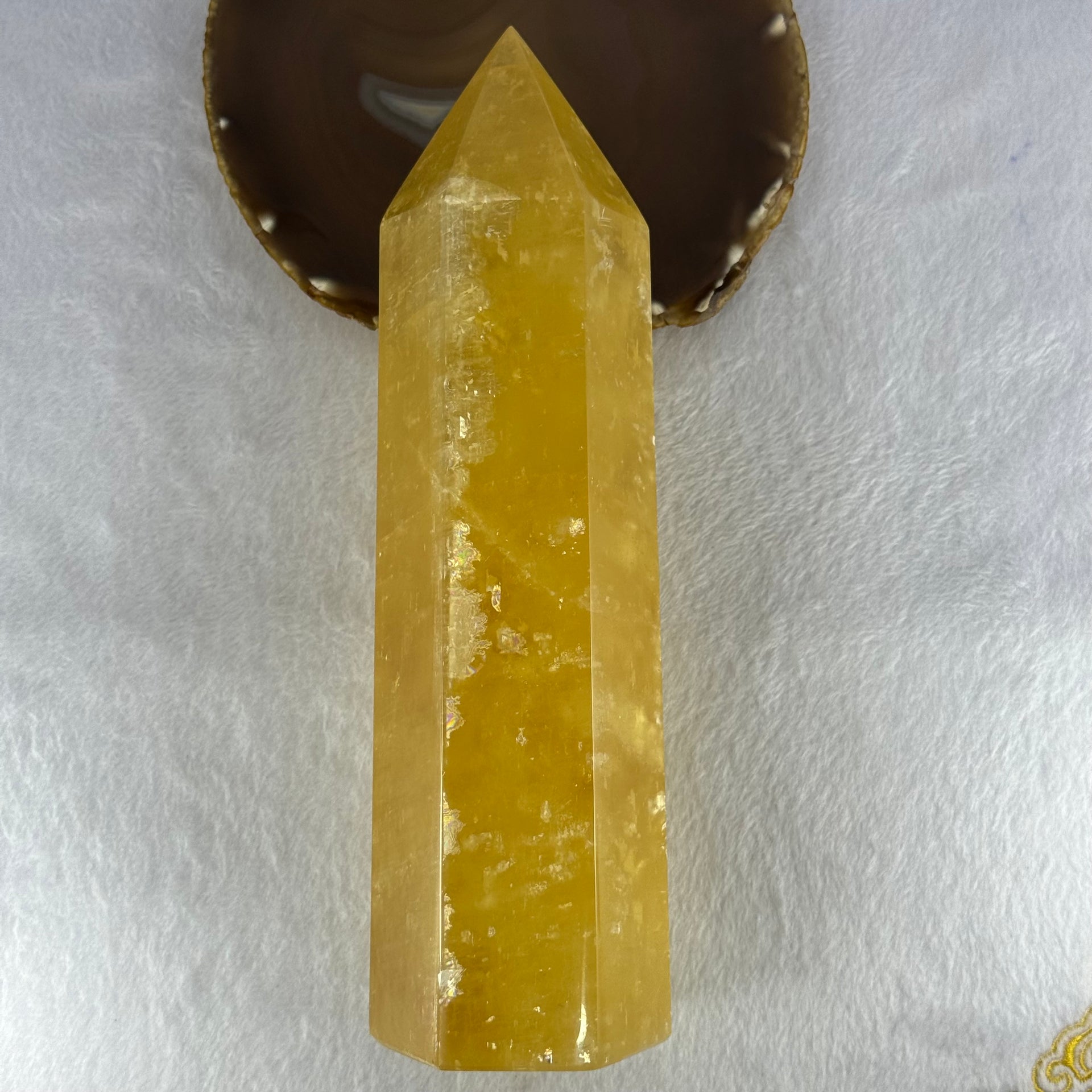 Natural Yellow Calcite Tower Display 1,926.4g 245.0 by 74.0 by 65.0mm - Huangs Jadeite and Jewelry Pte Ltd