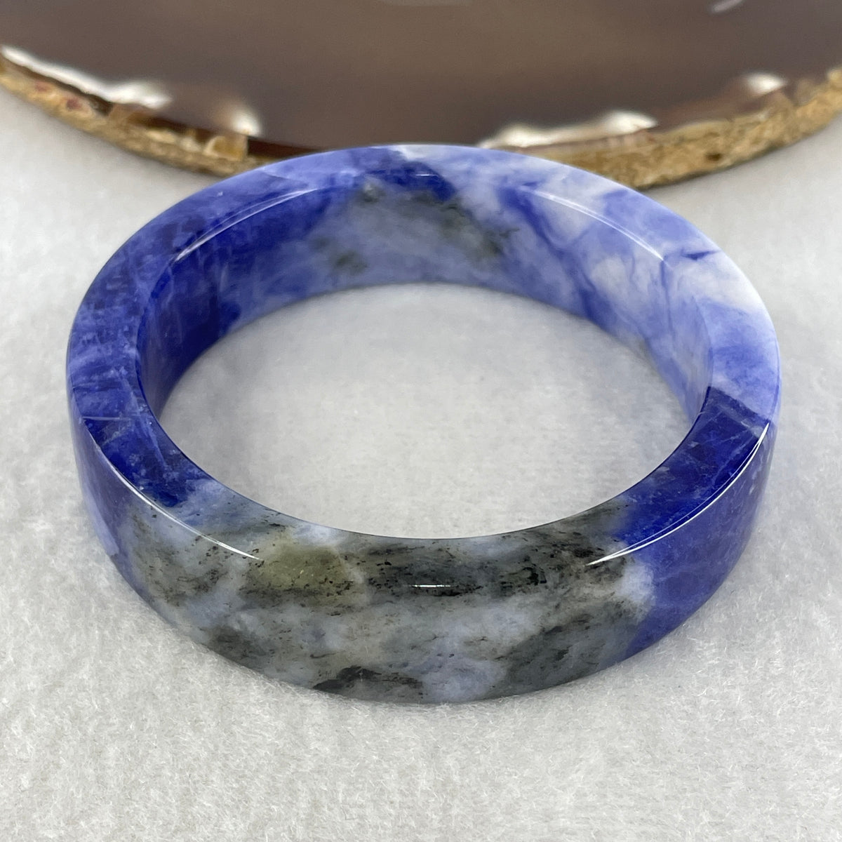 Natural Blue Sodalite Bangle | (55.34g | 56.0mm Inner Diameter | 15.9x7.8mm | Very Very Slight Internal Line | Synergy, Strategic Thinking, Emotional Balance & Wisdom Magnet)