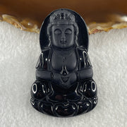 Type A Opaque Black Omphacite Jadeite Guan Yin Pendant 28.39g 63.4 by 38.8 by 7.5mm - Huangs Jadeite and Jewelry Pte Ltd