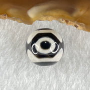 Natural Powerful Tibetan Old Oily Agate 3 Eyes Dzi Bead Heavenly Master (Tian Zhu) 三眼天诛 1.38g 9.9 by 10.1mm - Huangs Jadeite and Jewelry Pte Ltd