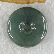 Type A Dark Blueish Green Jadeite Ping An Kou Donut Pendant 4.74g 21.3 by 5.0mm - Huangs Jadeite and Jewelry Pte Ltd