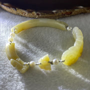 Natural Type A Light Yellowish with Light Green Jadeite Flowers with Dragon Head and Butterfly Bracelet 25.67g 7.2 by 8.4mm - Flower 40.4 by 16.5 by 6.1mm - Huangs Jadeite and Jewelry Pte Ltd
