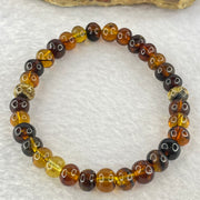 Natural Mixed Color Amber Beads Bracelet 天然琥珀手链 6.51g 16.5cm 7.8mm 32 Beads - Huangs Jadeite and Jewelry Pte Ltd