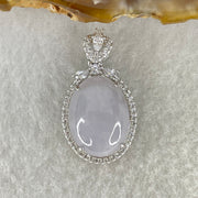 Type A Deep Lavender Cabochon Jadeite in S925 Sliver with Crystal Charm 4.30g 15.6 by 11.7 by 5.0mm - Huangs Jadeite and Jewelry Pte Ltd