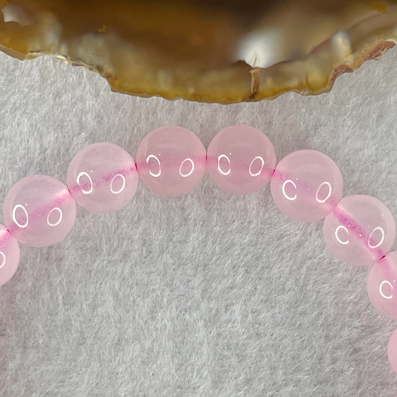Natural Pink with Blue Chalcedony Agate Beads Bracelet 15.38g 14.5cm 8.0mm 21 Beads