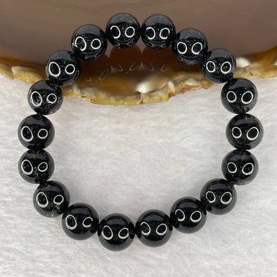 Natural Black Rutilated Quartz Beads Bracelet 35.94g 11.3mm 18 Beads - Huangs Jadeite and Jewelry Pte Ltd