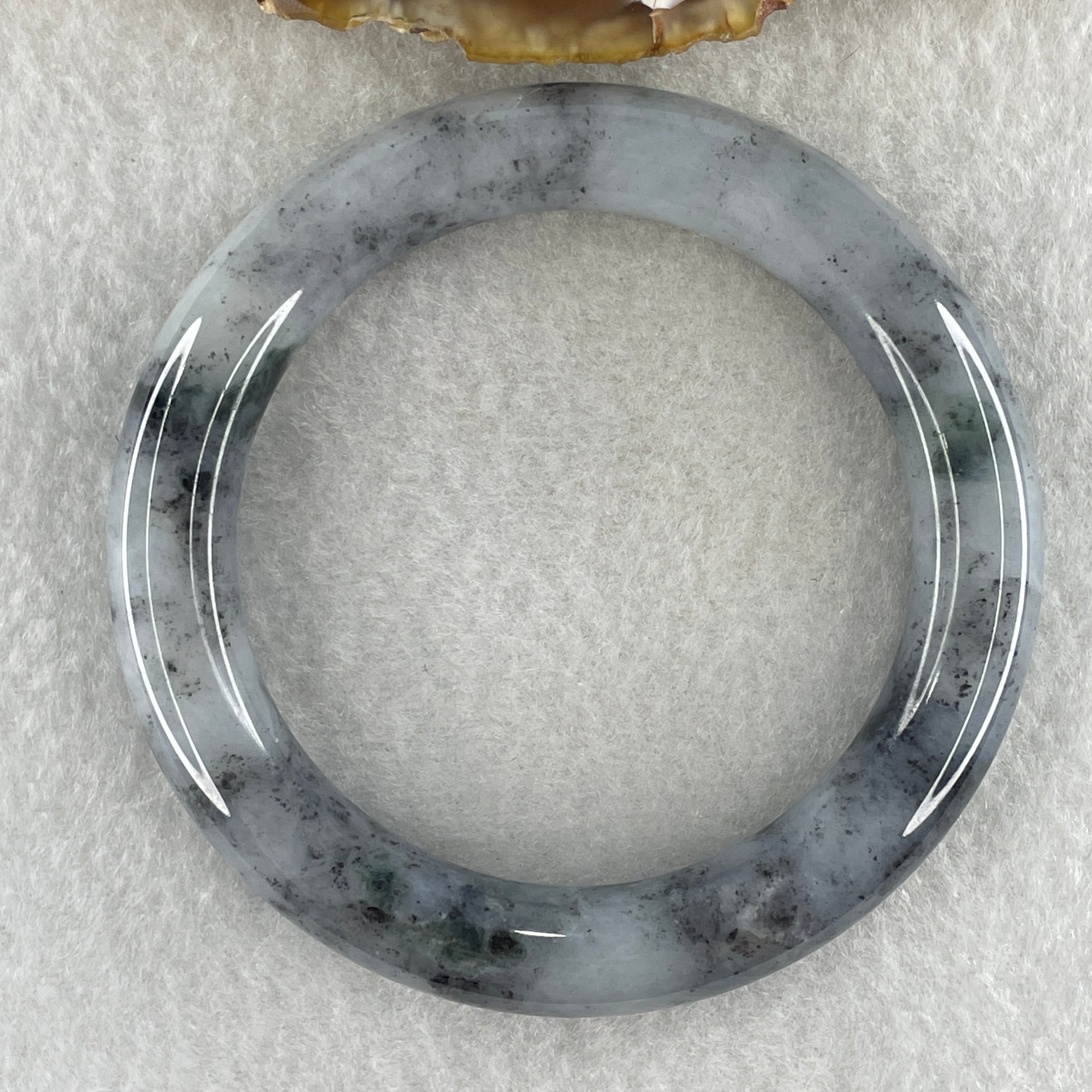 Type A Natural Wuji Grey with Lavender and Spicy Green Spots Jadeite Bangle 59.29g Internal Diameter 54.5mm 10.6 by 10.8mm (Perfect) - Huangs Jadeite and Jewelry Pte Ltd