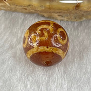 Natural Powerful Tibetan Old Oily Agate 3 Eyed Dharma Vajra Dzi Bead Heavenly Master (Tian Zhu) 三眼金刚杵天珠 1.44g 10.2 by 10.3mm - Huangs Jadeite and Jewelry Pte Ltd