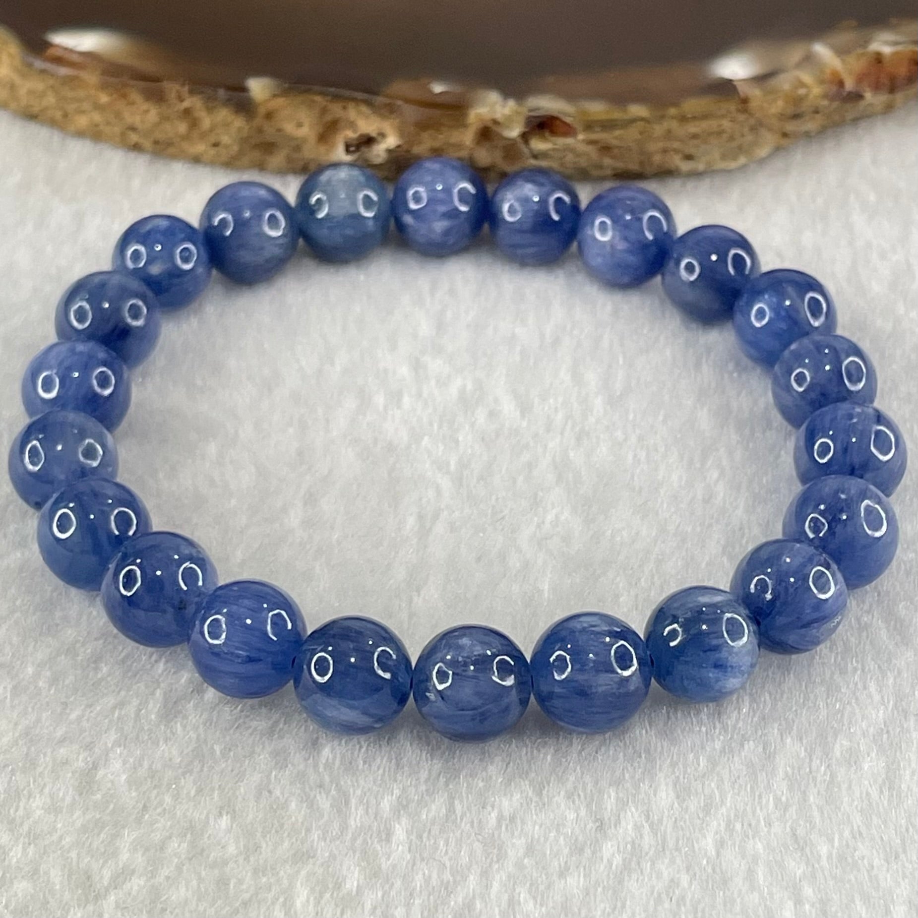 Natural Blue Kyanite Beads Bracelet 25.40g 15.5cm 8.9mm 22 Beads - Huangs Jadeite and Jewelry Pte Ltd